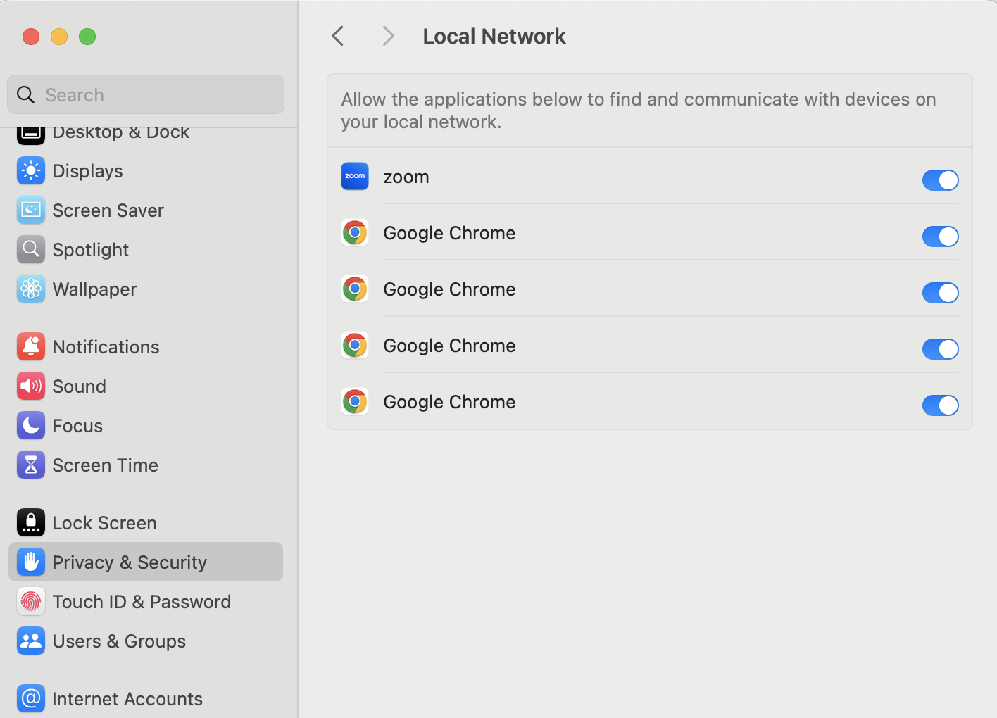 Local Nework Settings image